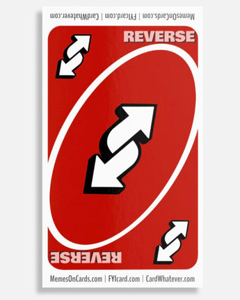 Card with 'REVERSE' text and arrows on a white background
