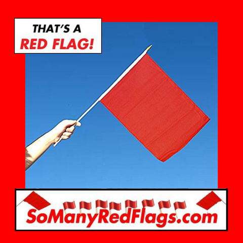 RED FLAG (medium) - 12in x 18in Flag / 24 inch stick - SoManyRedFlags.com